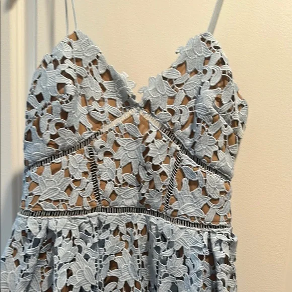 Self-Portrait Blue Sleeveless Sundress Midi - Picture 2 of 5